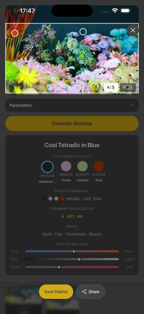 Photo palette extraction in Chrooma Colors